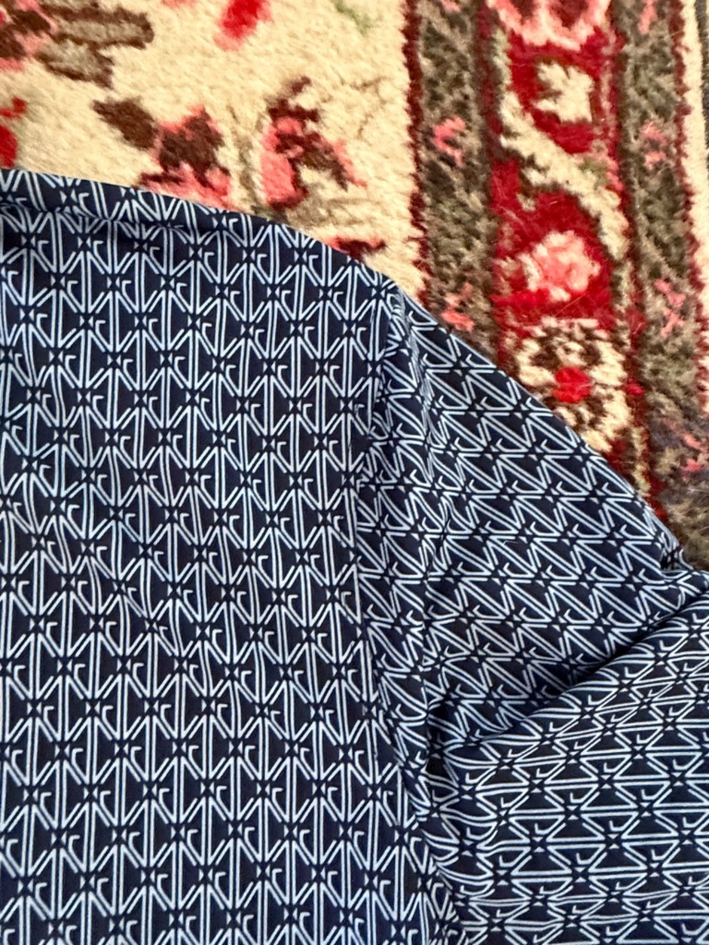 Greyson Navy Geometric Polo with Light Blue Collar - Picture 11 of 11